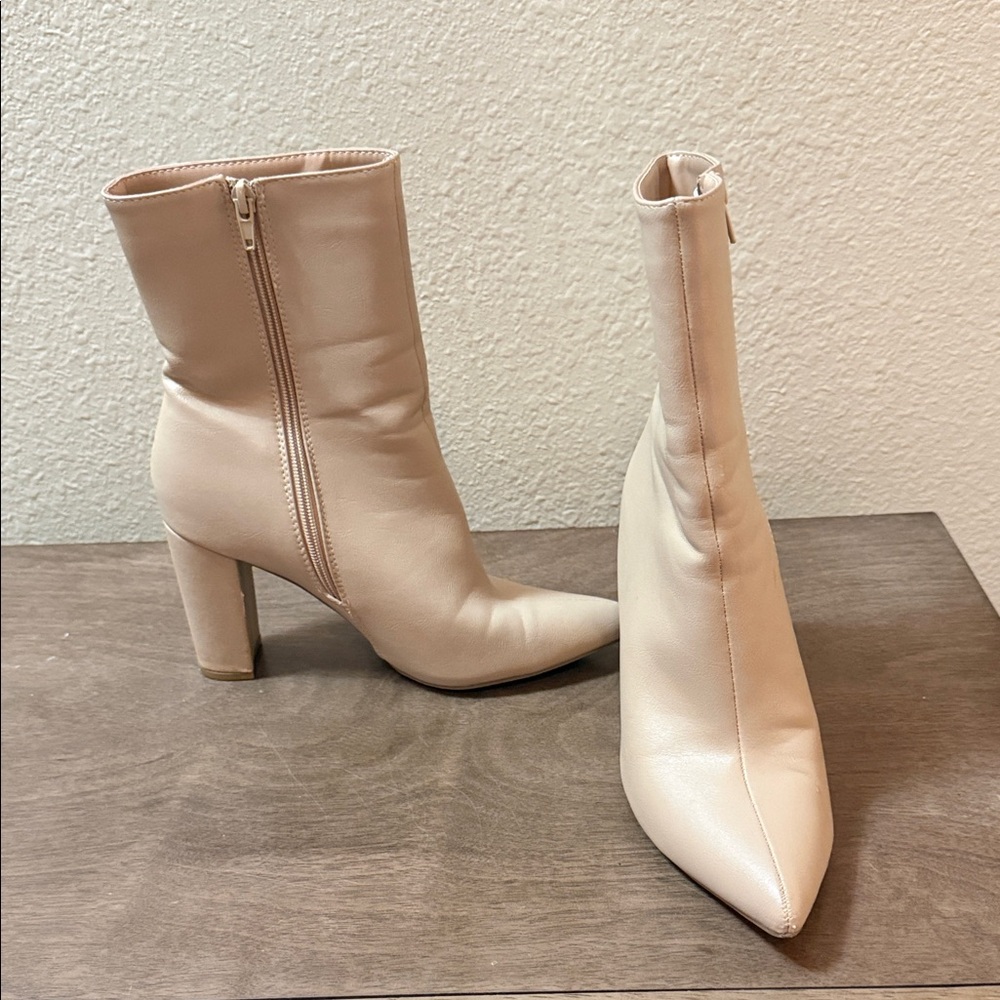 SHEIN Cream Heeled Boots